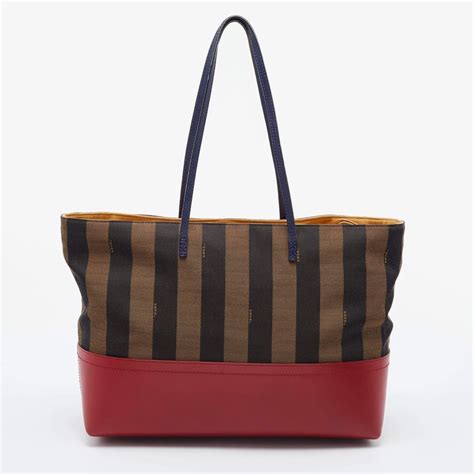 fendi pequin striped shopping tote
